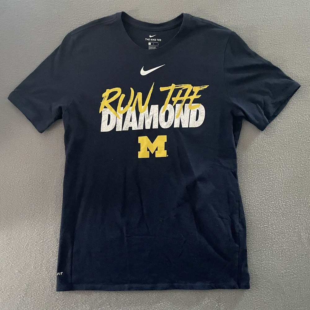 The Nike Tee Michigan Wolverines Run The Diamond Men’s T-Shirt‎ Blue Size Large